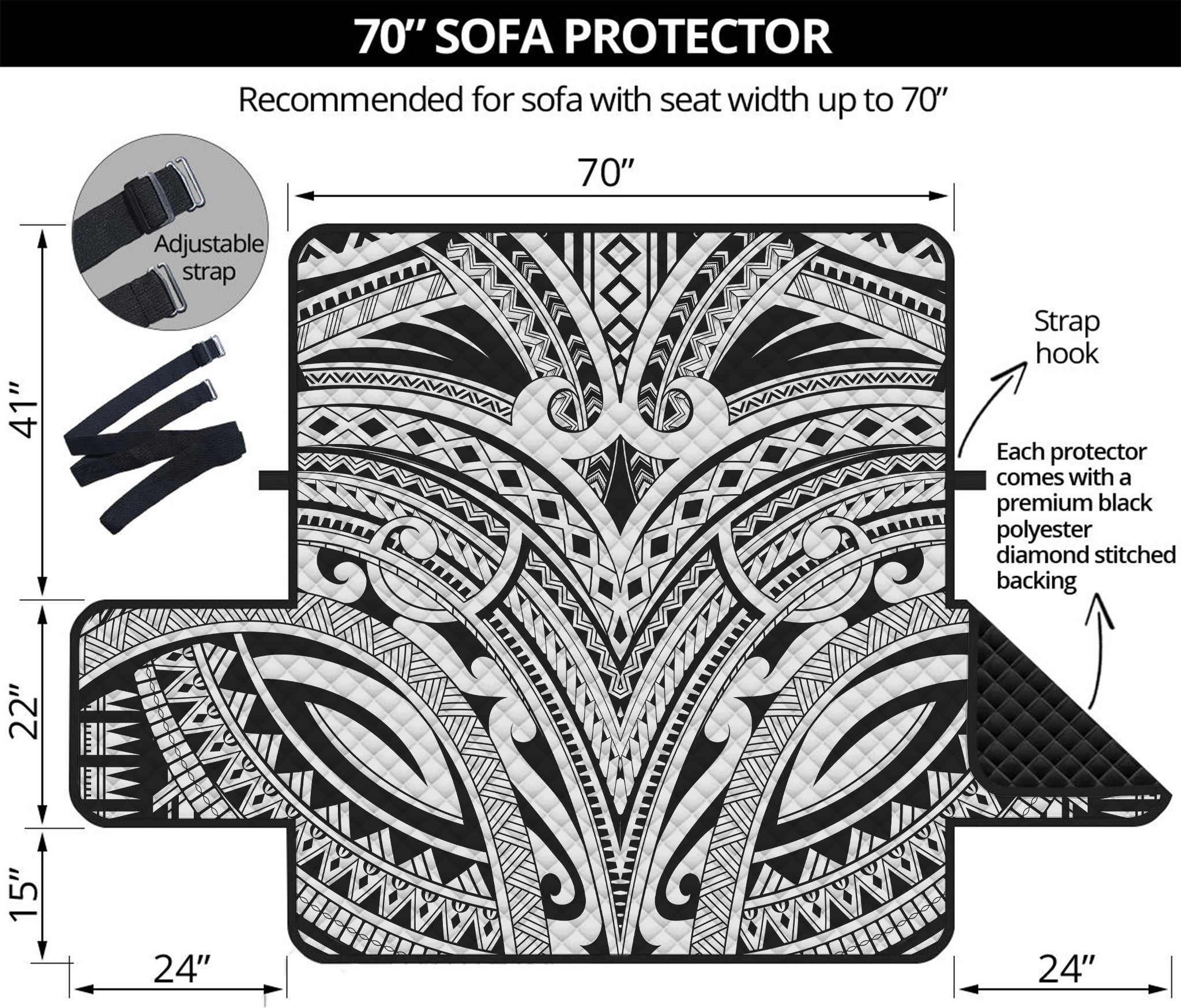 Tribal Maori Polynesian Tattoo Print Sofa Protector