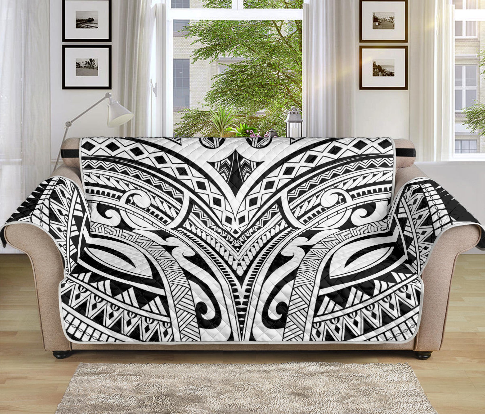 Tribal Maori Polynesian Tattoo Print Sofa Protector