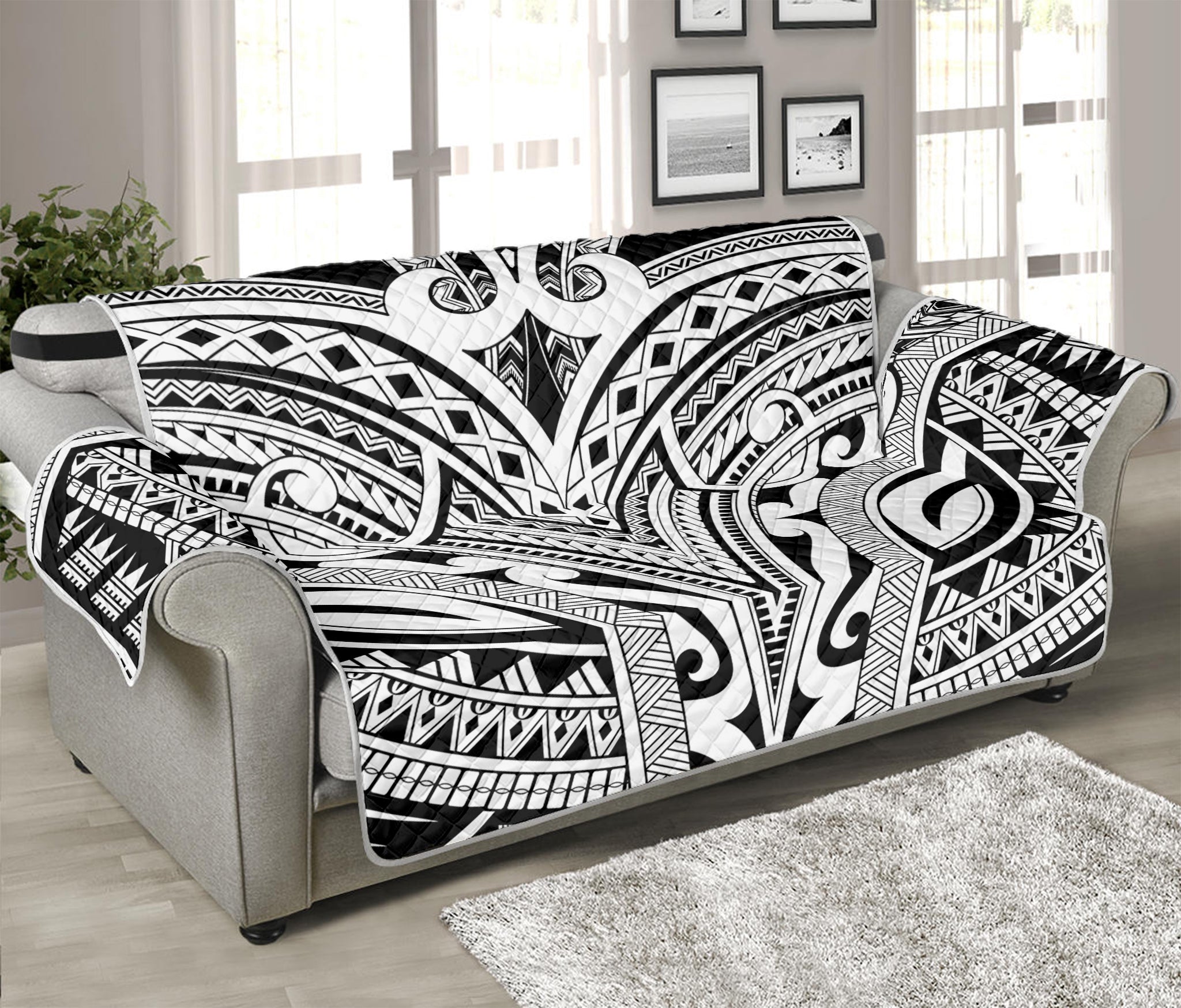 Tribal Maori Polynesian Tattoo Print Sofa Protector