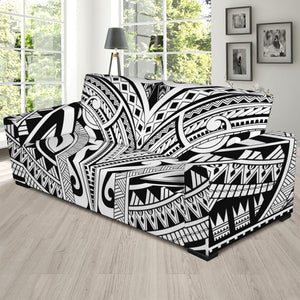 Tribal Maori Polynesian Tattoo Print Sofa Slipcover