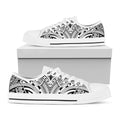 Tribal Maori Polynesian Tattoo Print White Low Top Sneakers