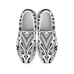 Tribal Maori Polynesian Tattoo Print White Slip On Shoes