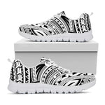 Tribal Maori Polynesian Tattoo Print White Sneakers