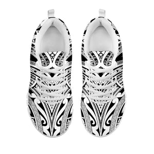 Tribal Maori Polynesian Tattoo Print White Sneakers