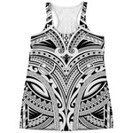 Tribal Maori Polynesian Tattoo Print Women's Racerback Tank Top