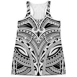 Tribal Maori Polynesian Tattoo Print Women's Racerback Tank Top