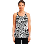 Tribal Maori Polynesian Tattoo Print Women's Racerback Tank Top