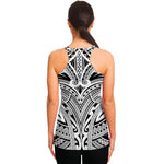 Tribal Maori Polynesian Tattoo Print Women's Racerback Tank Top