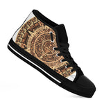 Tribal Maya Calendar Print Black High Top Shoes