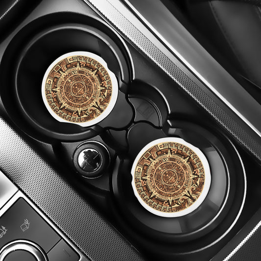 Tribal Maya Calendar Print Car Coasters