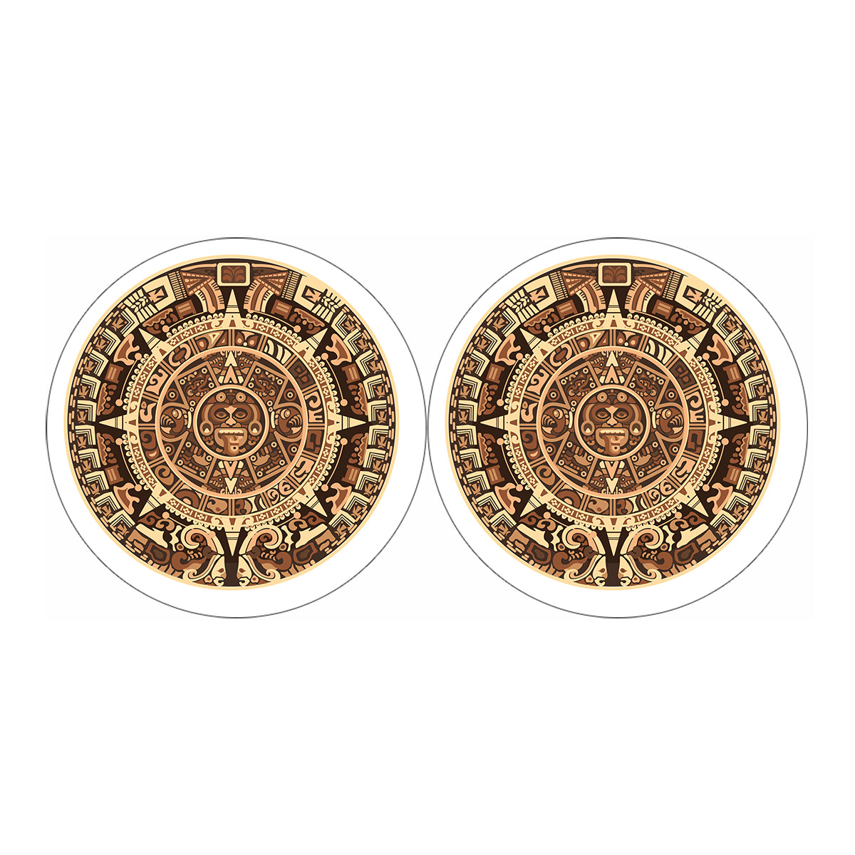 Tribal Maya Calendar Print Car Coasters