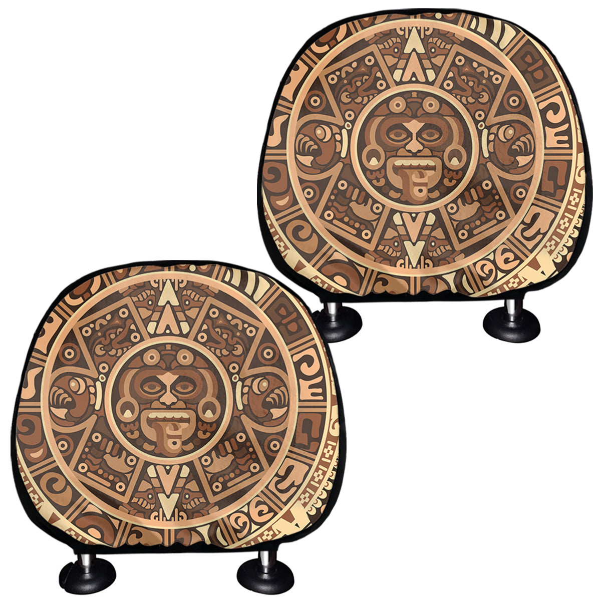 Tribal Maya Calendar Print Car Headrest Covers