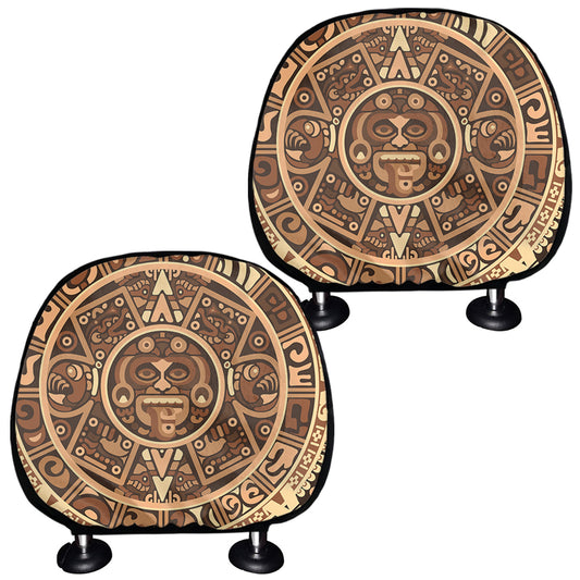 Tribal Maya Calendar Print Car Headrest Covers