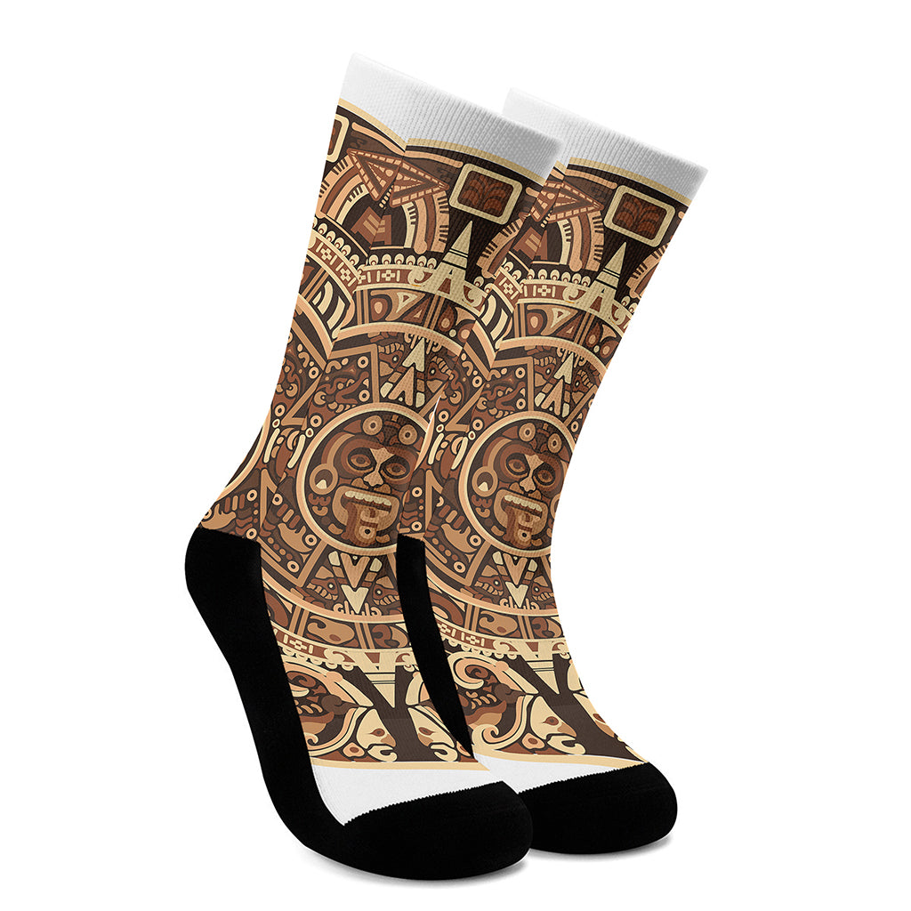 Tribal Maya Calendar Print Crew Socks