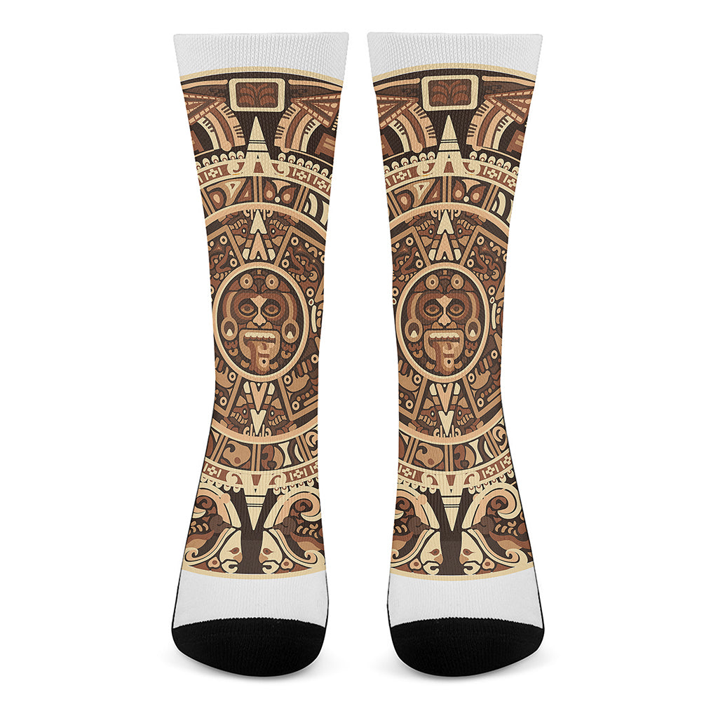 Tribal Maya Calendar Print Crew Socks