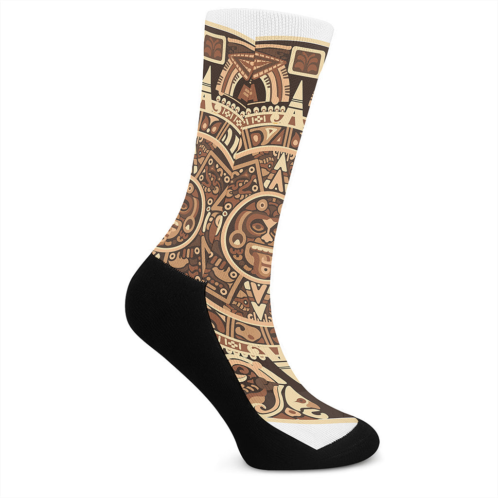 Tribal Maya Calendar Print Crew Socks