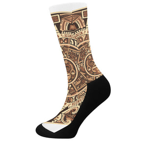 Tribal Maya Calendar Print Crew Socks