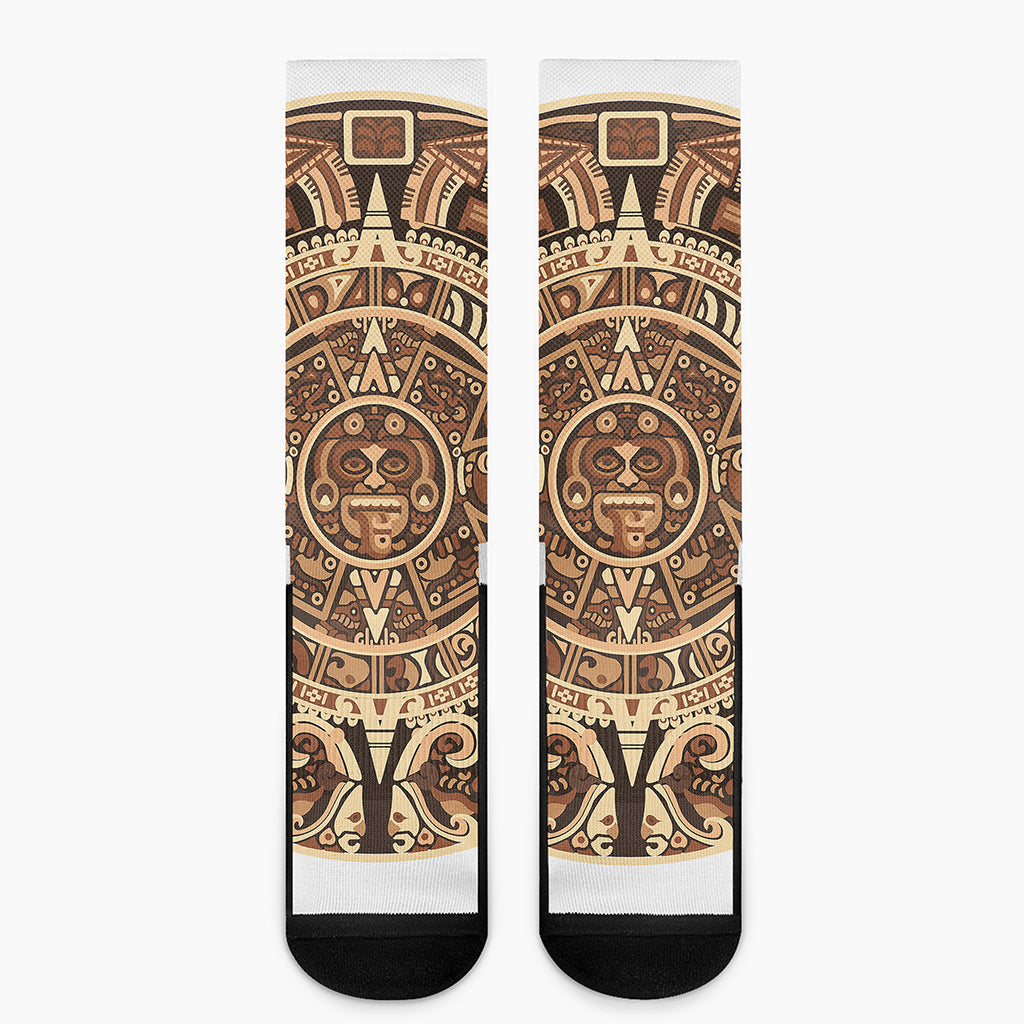 Tribal Maya Calendar Print Crew Socks