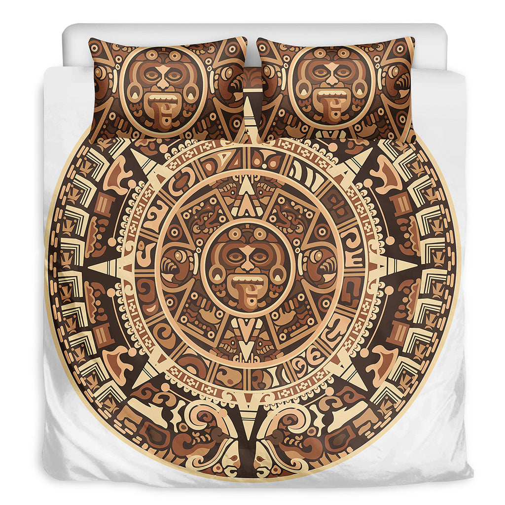 Tribal Maya Calendar Print Duvet Cover Bedding Set