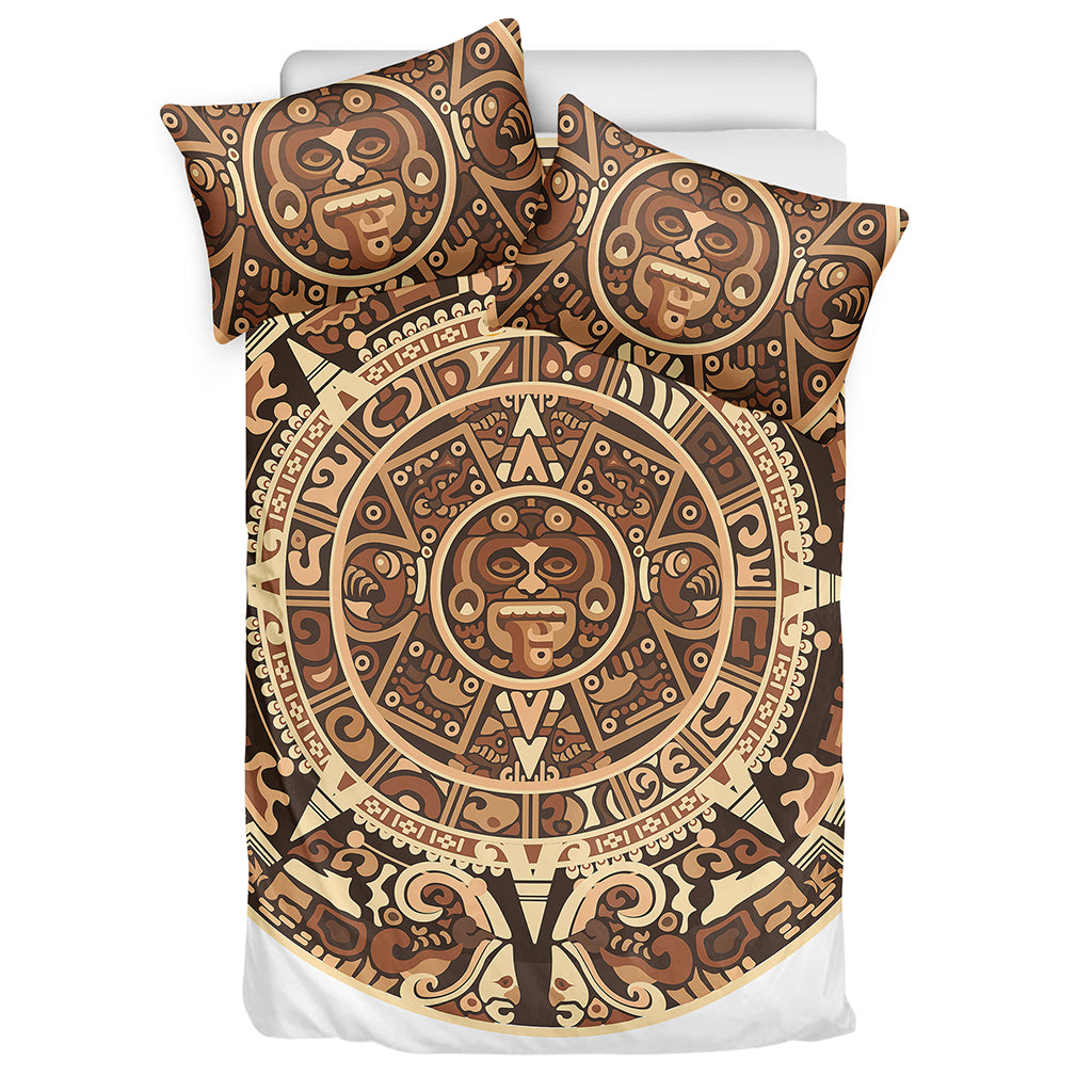 Tribal Maya Calendar Print Duvet Cover Bedding Set