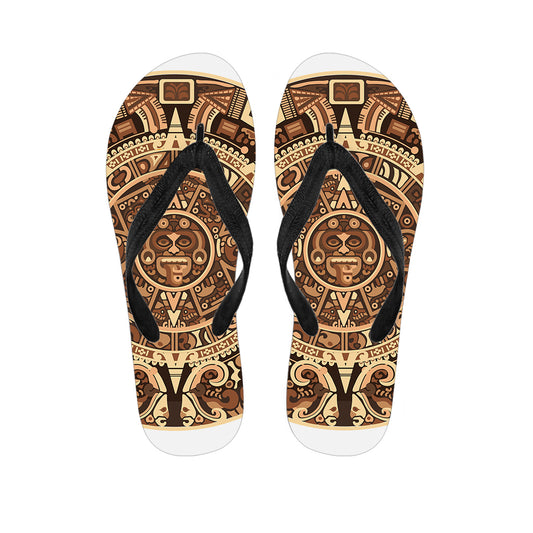 Tribal Maya Calendar Print Flip Flops
