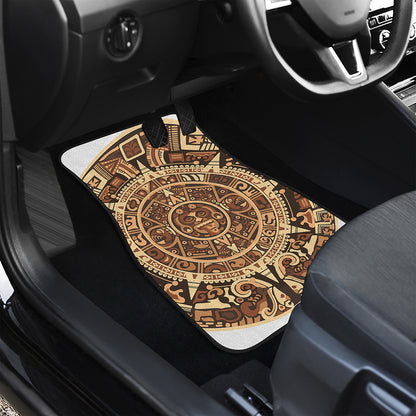 Tribal Maya Calendar Print Front and Back Car Floor Mats
