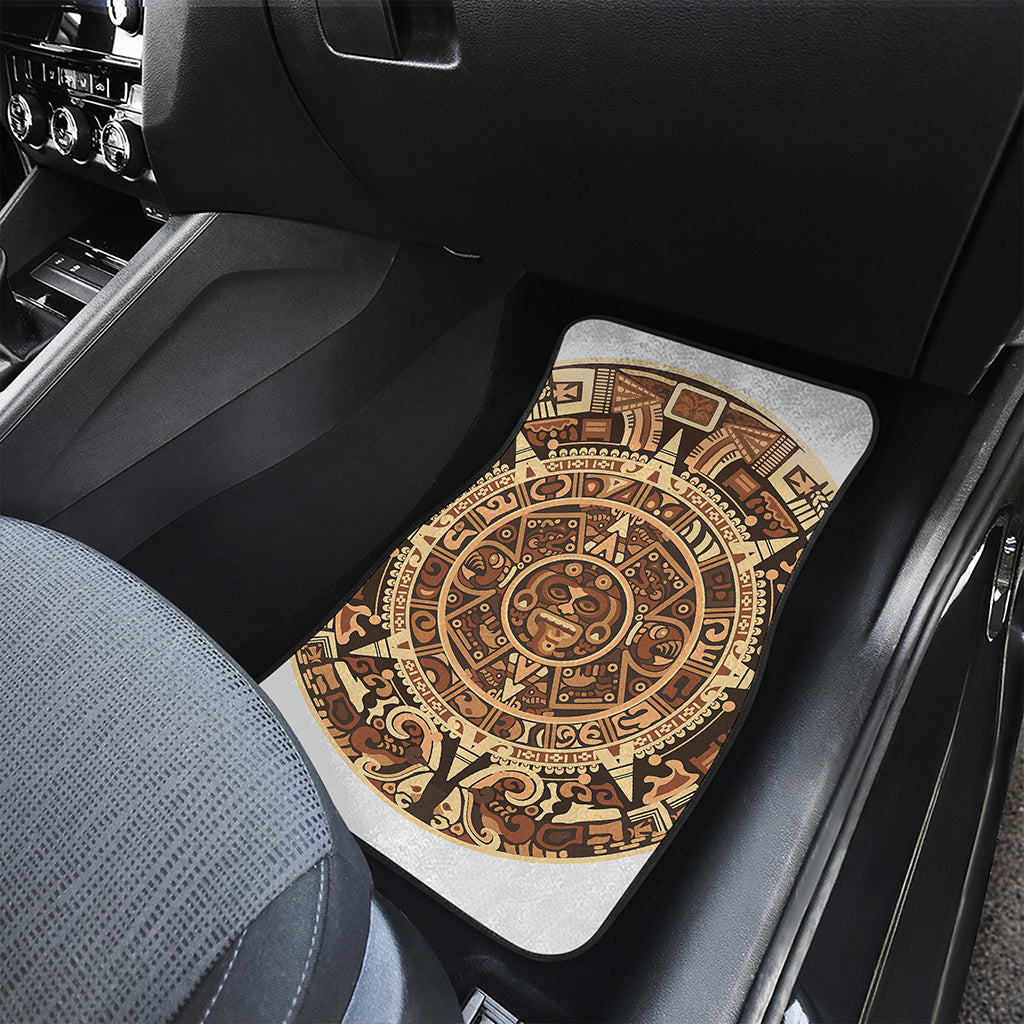 Tribal Maya Calendar Print Front and Back Car Floor Mats