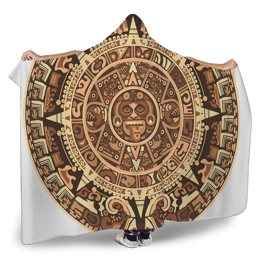 Tribal Maya Calendar Print Hooded Blanket