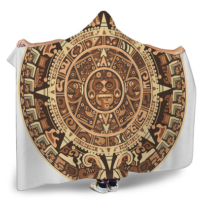 Tribal Maya Calendar Print Hooded Blanket