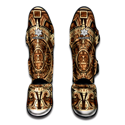 Tribal Maya Calendar Print Muay Thai Shin Guard