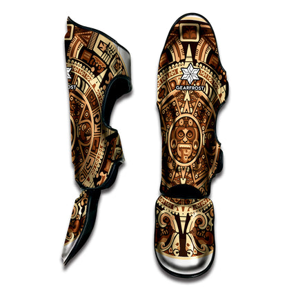 Tribal Maya Calendar Print Muay Thai Shin Guard
