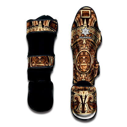 Tribal Maya Calendar Print Muay Thai Shin Guard