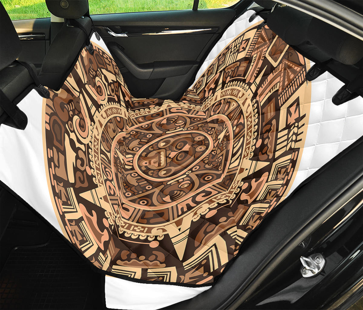 Tribal Maya Calendar Print Pet Car Back Seat Cover