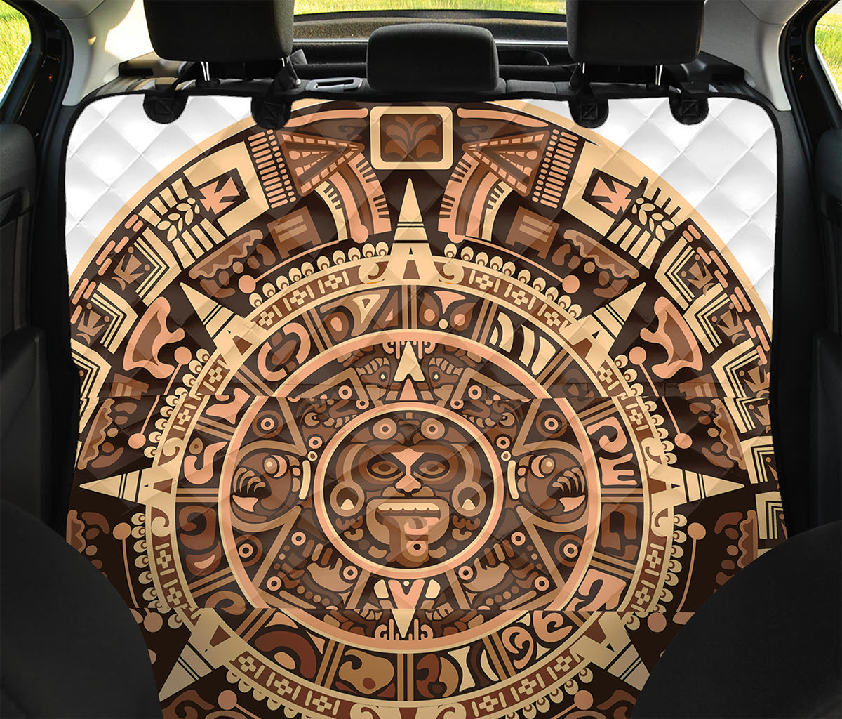 Tribal Maya Calendar Print Pet Car Back Seat Cover