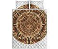 Tribal Maya Calendar Print Quilt Bed Set