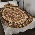 Tribal Maya Calendar Print Quilt Bed Set