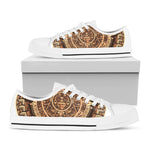 Tribal Maya Calendar Print White Low Top Shoes