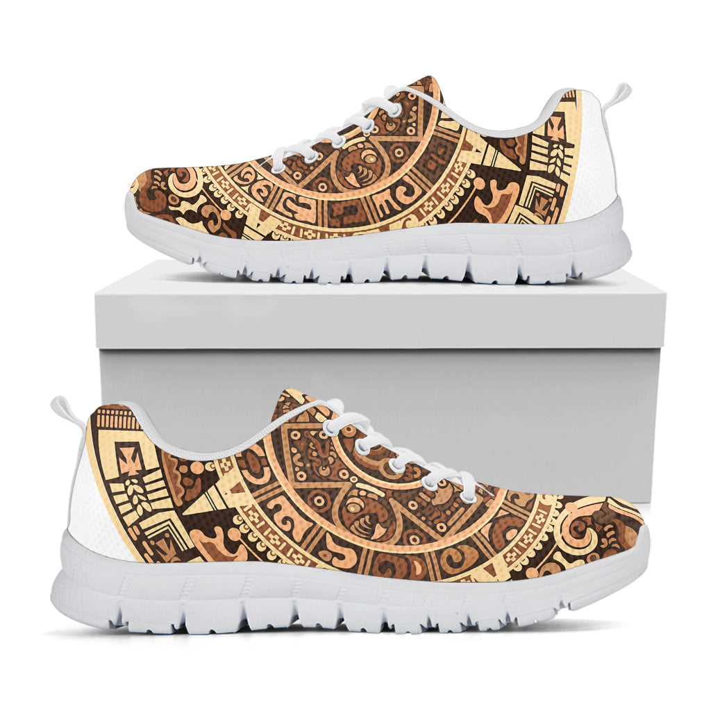 Tribal Maya Calendar Print White Sneakers