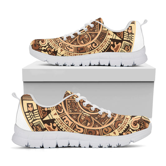 Tribal Maya Calendar Print White Sneakers