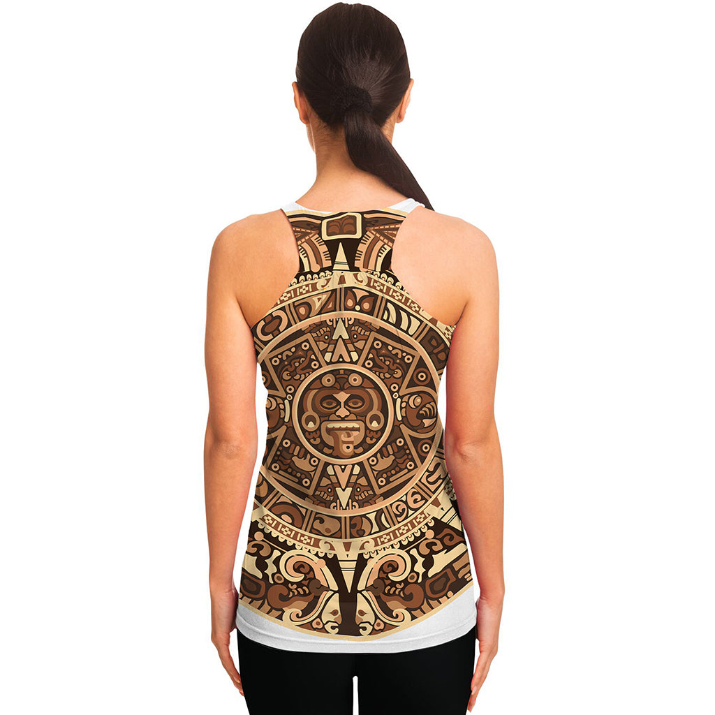 Tribal Maya Calendar Print Women's Racerback Tank Top