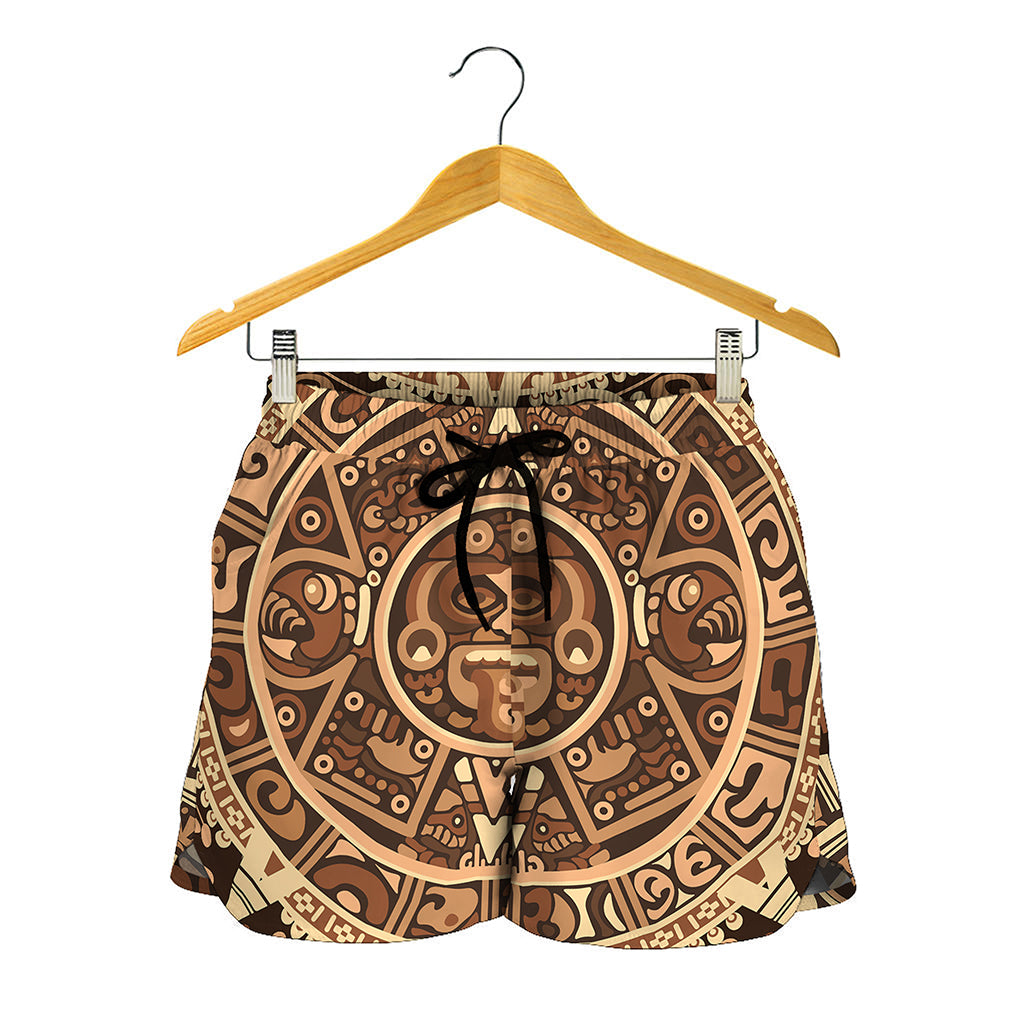Tribal Maya Calendar Print Women's Shorts