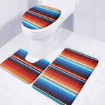 Tribal Mexican Blanket Pattern Print 3 Piece Bath Mat Set