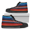 Tribal Mexican Blanket Pattern Print Black High Top Sneakers