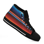 Tribal Mexican Blanket Pattern Print Black High Top Shoes