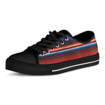 Tribal Mexican Blanket Pattern Print Black Low Top Shoes