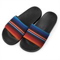 Tribal Mexican Blanket Pattern Print Black Slide Sandals