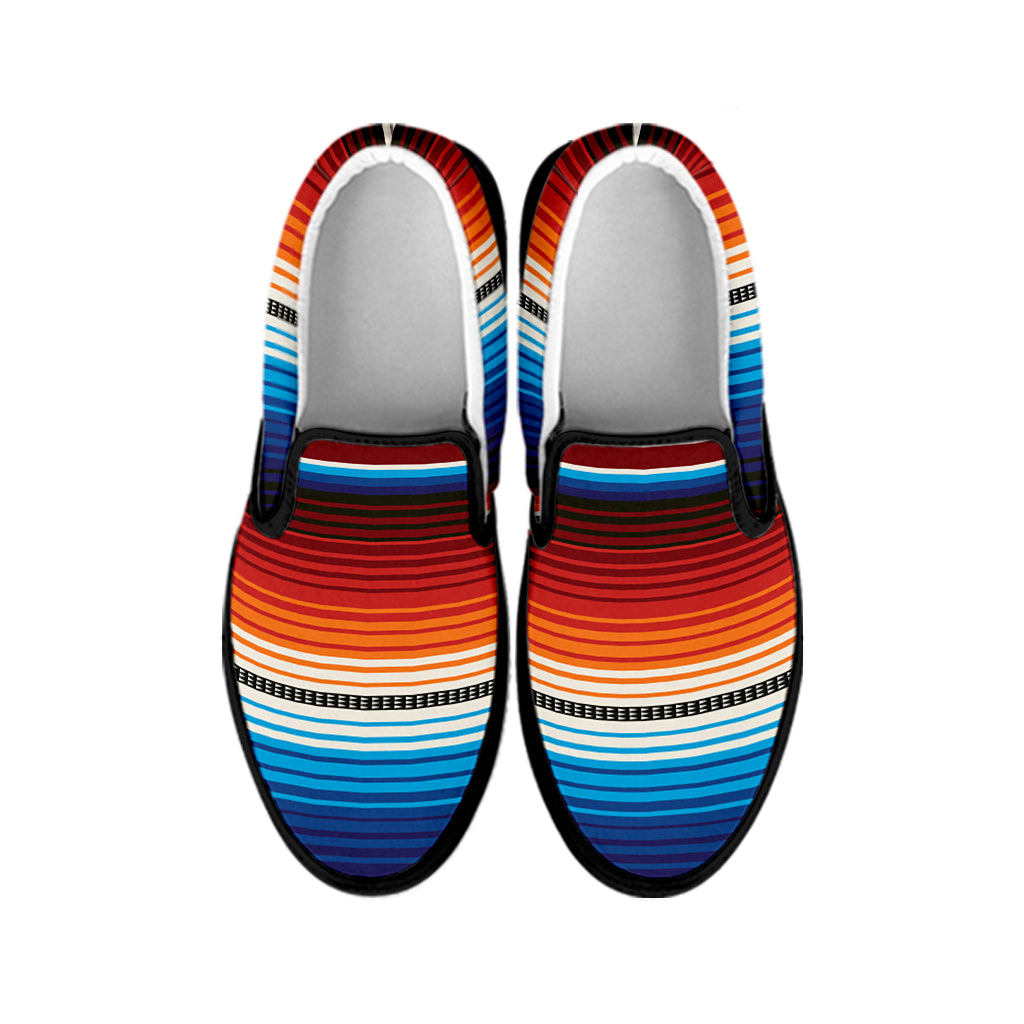 Tribal Mexican Blanket Pattern Print Black Slip On Shoes