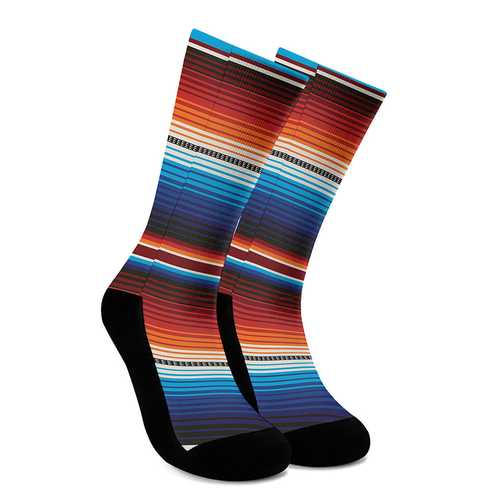 Tribal Mexican Blanket Pattern Print Crew Socks