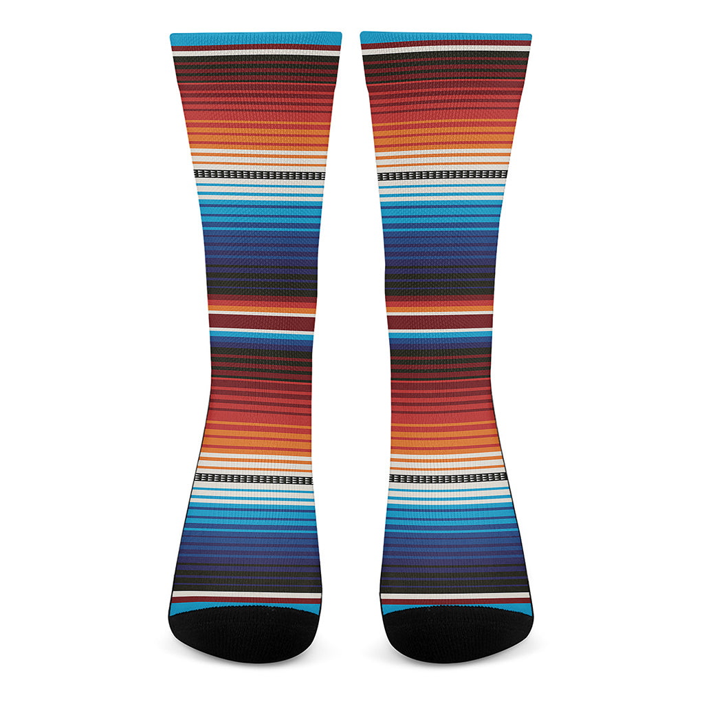 Tribal Mexican Blanket Pattern Print Crew Socks