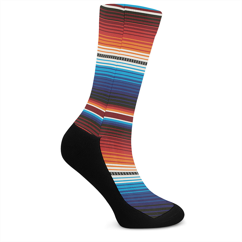 Tribal Mexican Blanket Pattern Print Crew Socks